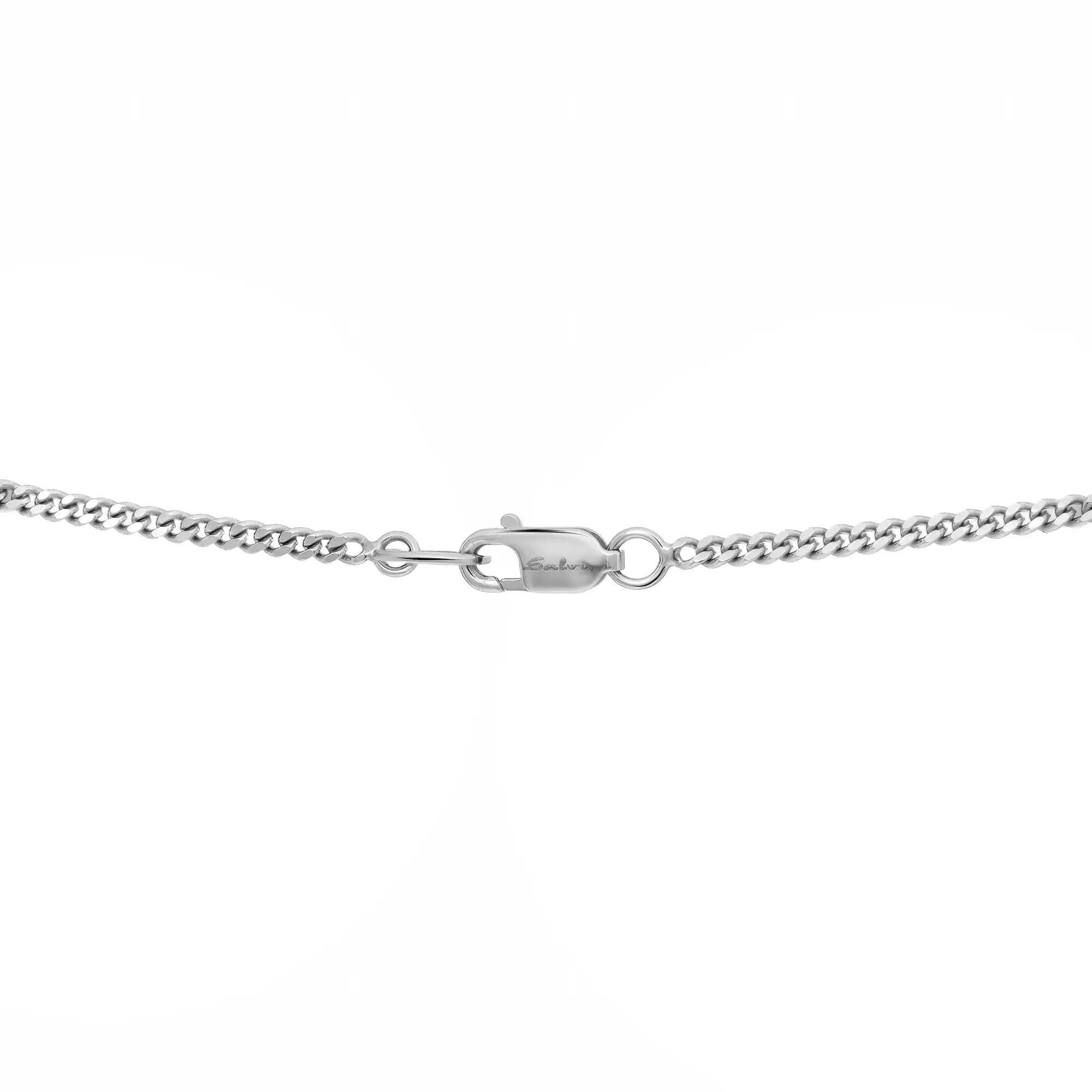 Women's or Men's Salvini Round Cut Diamond Bar Pendant Necklace 18K White Gold 0.24Cttw For Sale