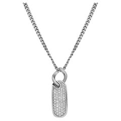 Salvini Round Cut Diamond Bar Pendant Necklace 18K White Gold 0.24Cttw