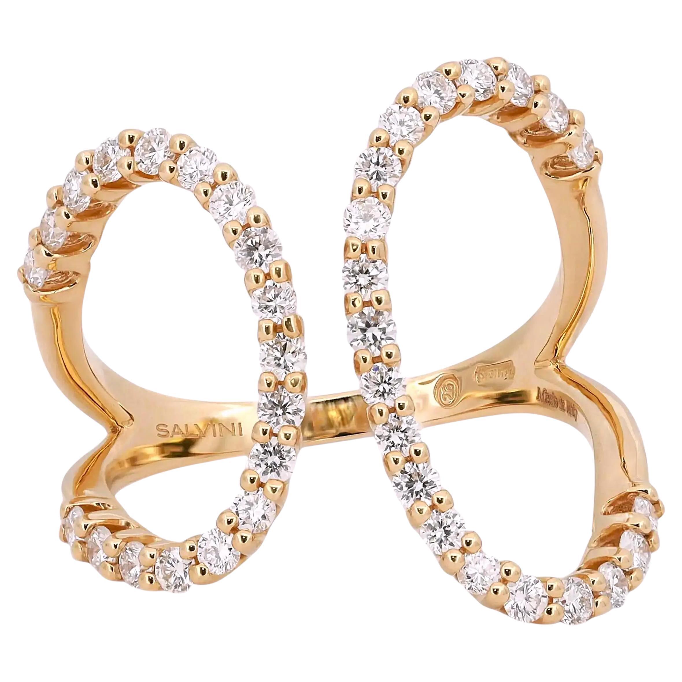 Salvini Rundschliff Diamant Open Style Wrap Ring 18K Rose Gold Größe 5,75 im Angebot