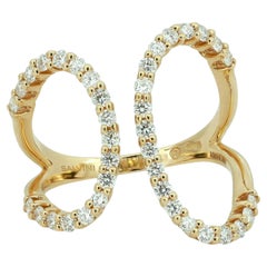 Salvini bague ouverte en or jaune 18K avec diamant taille ronde Taille 5.5