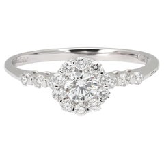 Salvini Runde Diamant Halo Verlobungsring 18K Weißgold 0.56Ctw Größe 6.75
