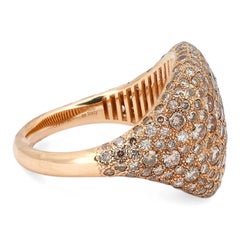 Salvini Round White & Brown Diamond Signet Ring 2.83Ctw 18K Rose Gold Size 6.5