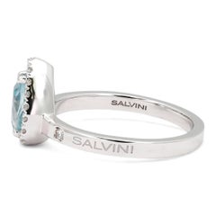 Salvini Sorrenta Bague de fiançailles aigue-marine et diamant en or blanc 18K Taille 6.25