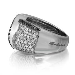 Salvini Weiß & Schwarz Diamanten Cocktail Band Ring 18K Weißgold 1,40 Ctw SZ 6,5