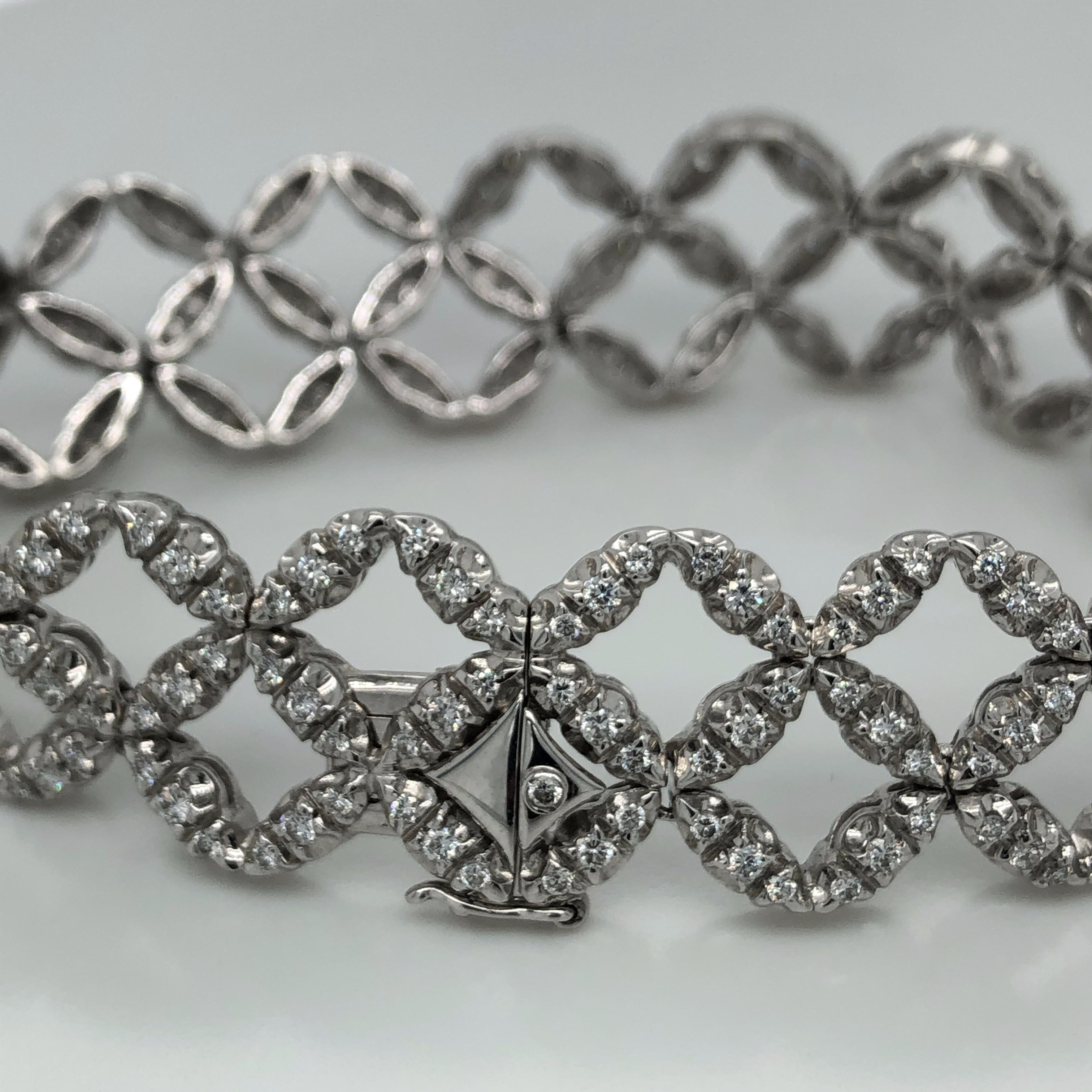 Bracelet de diamants Salvini en or blanc 18 carats. Total des diamants ronds de 3 carats. Tampon Salvini 750 