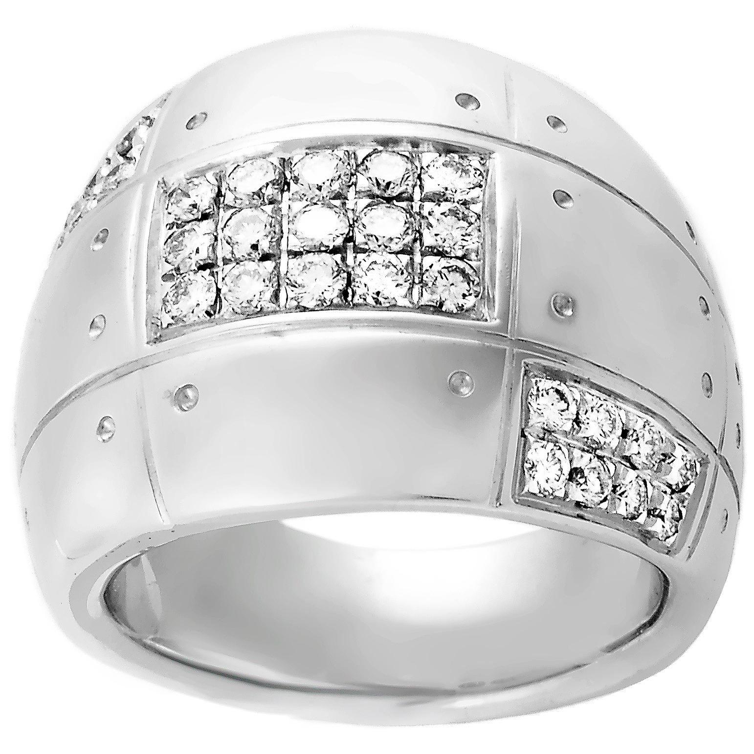 Women's Salvini Wide 18 Karat White Gold Diamond Band Ring