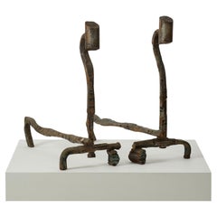 Salvino Marsura 'Alari Caminetto' andirons - Treviso Italy, 1970s