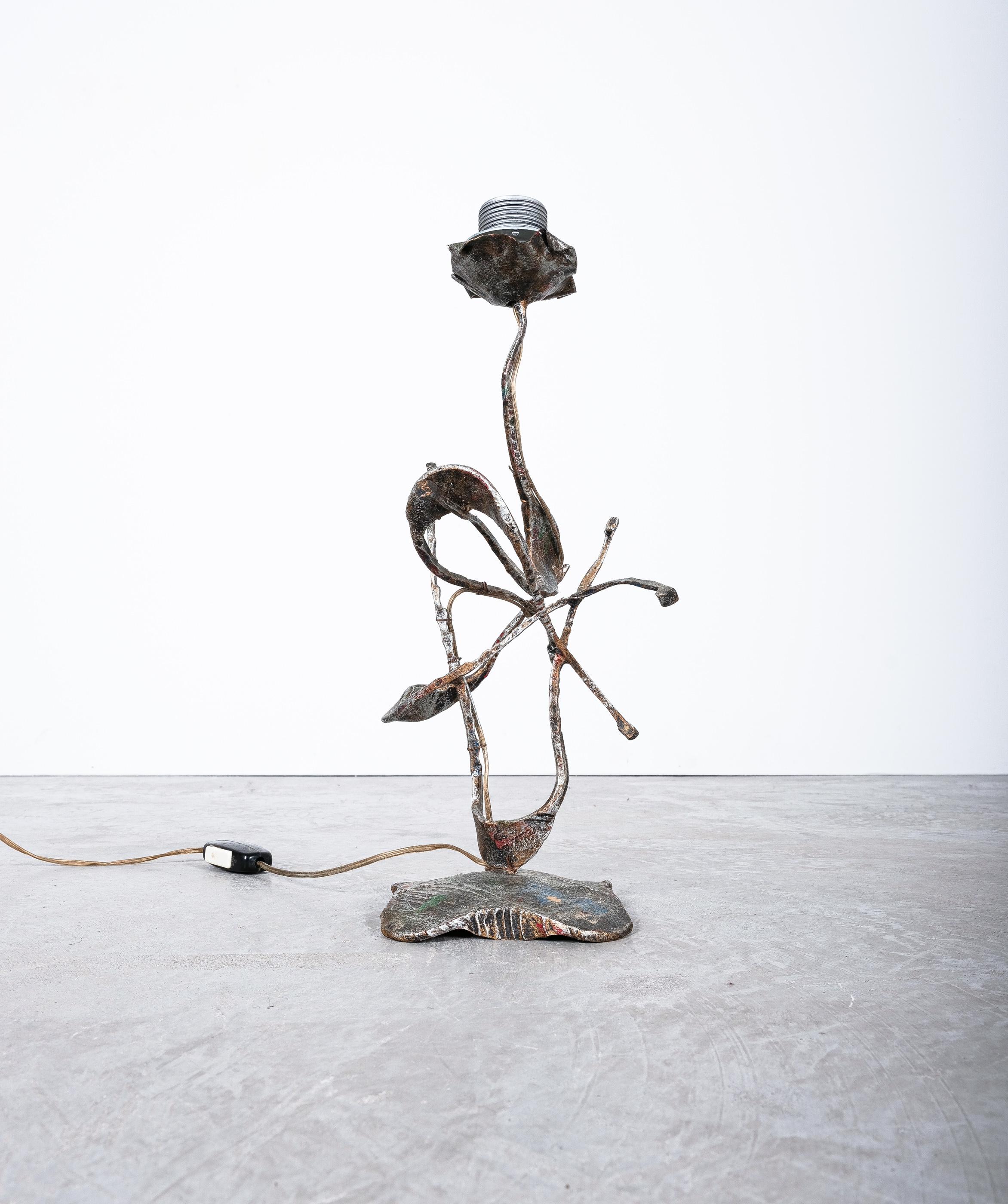 Mid-Century Modern Salvino Marsura Artistic Brutalist Iron Table Lamp, Italy, 1960 For Sale