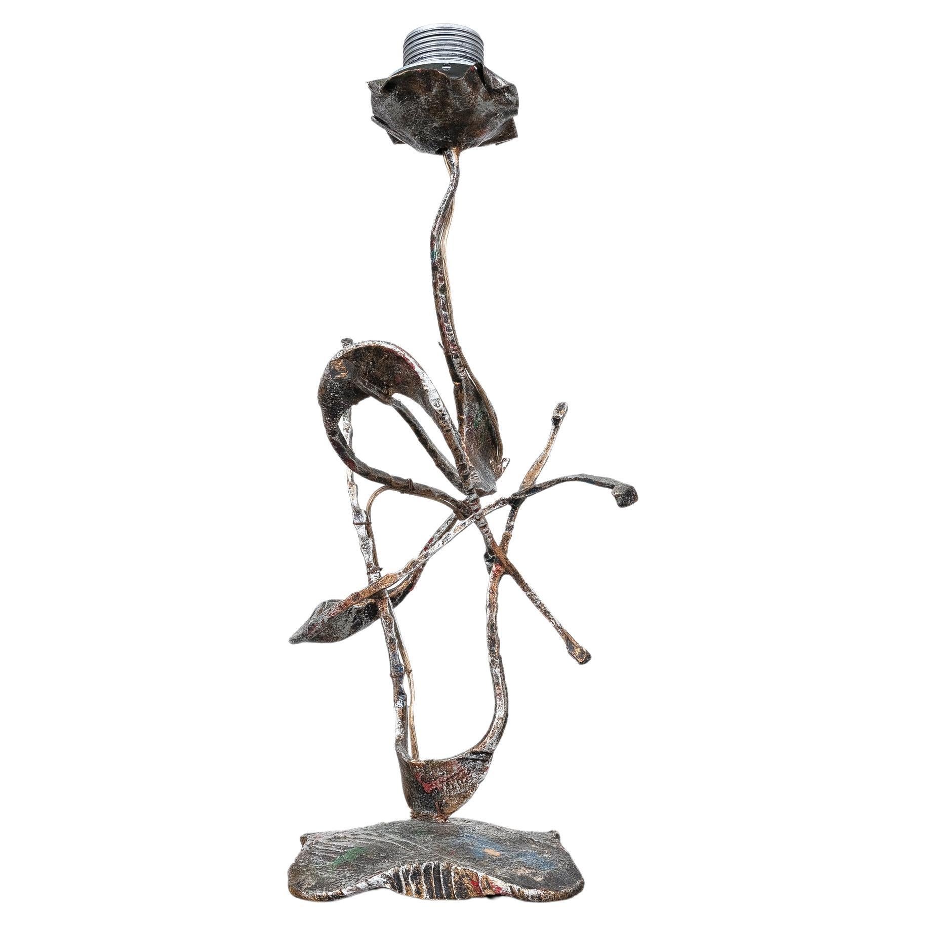Salvino Marsura Artistic Brutalist Iron Table Lamp, Italy, 1960 For Sale
