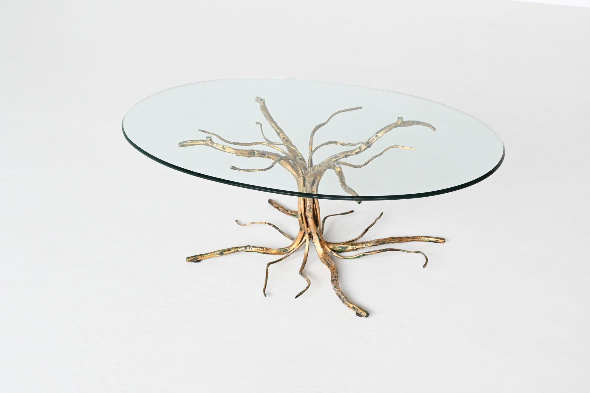 Glass Salvino Marsura Brutalist Tree Shaped Coffee Table, Italy, 1970