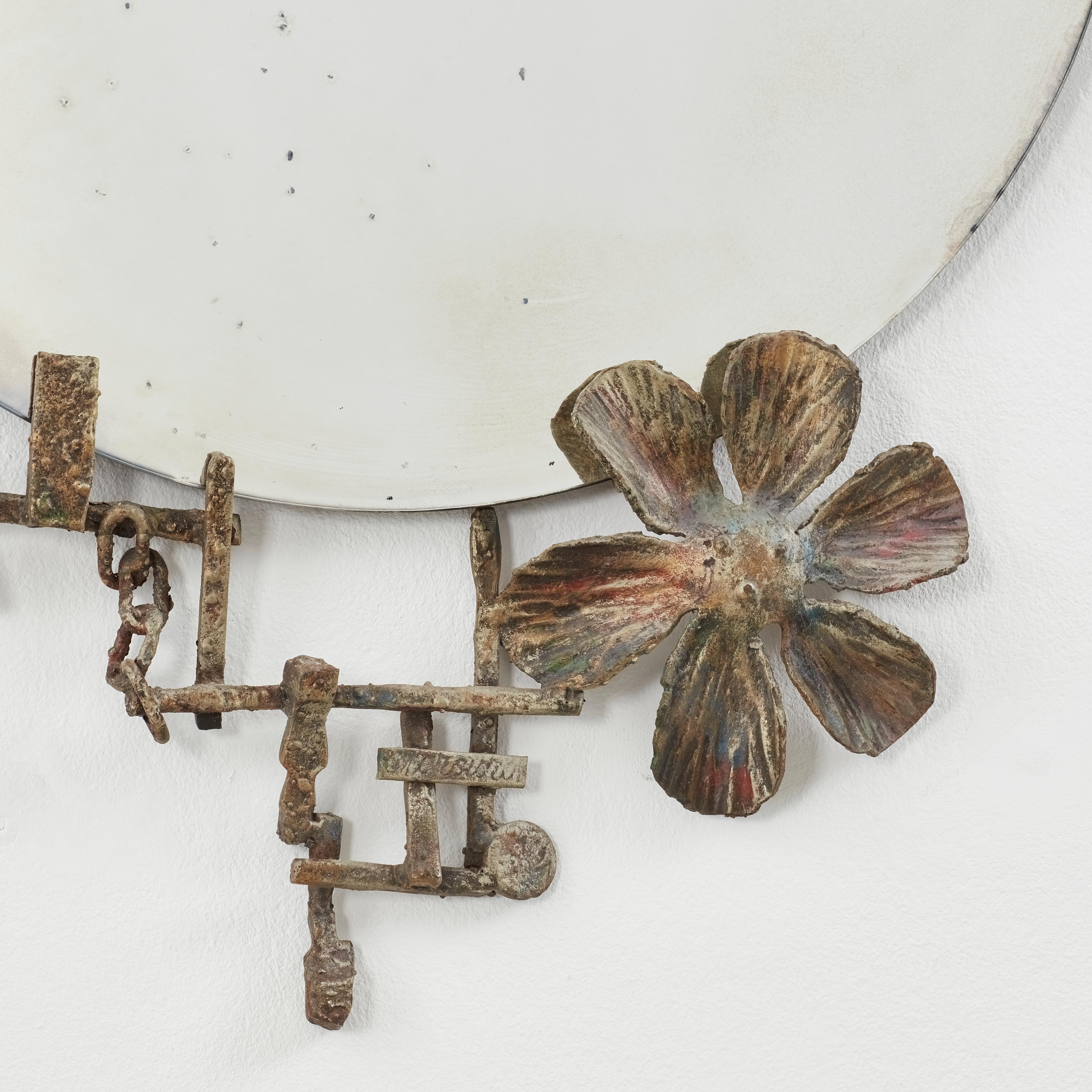 Late 20th Century Salvino Marsura Forged mirror I from Treviso Italy, 1990s For Sale