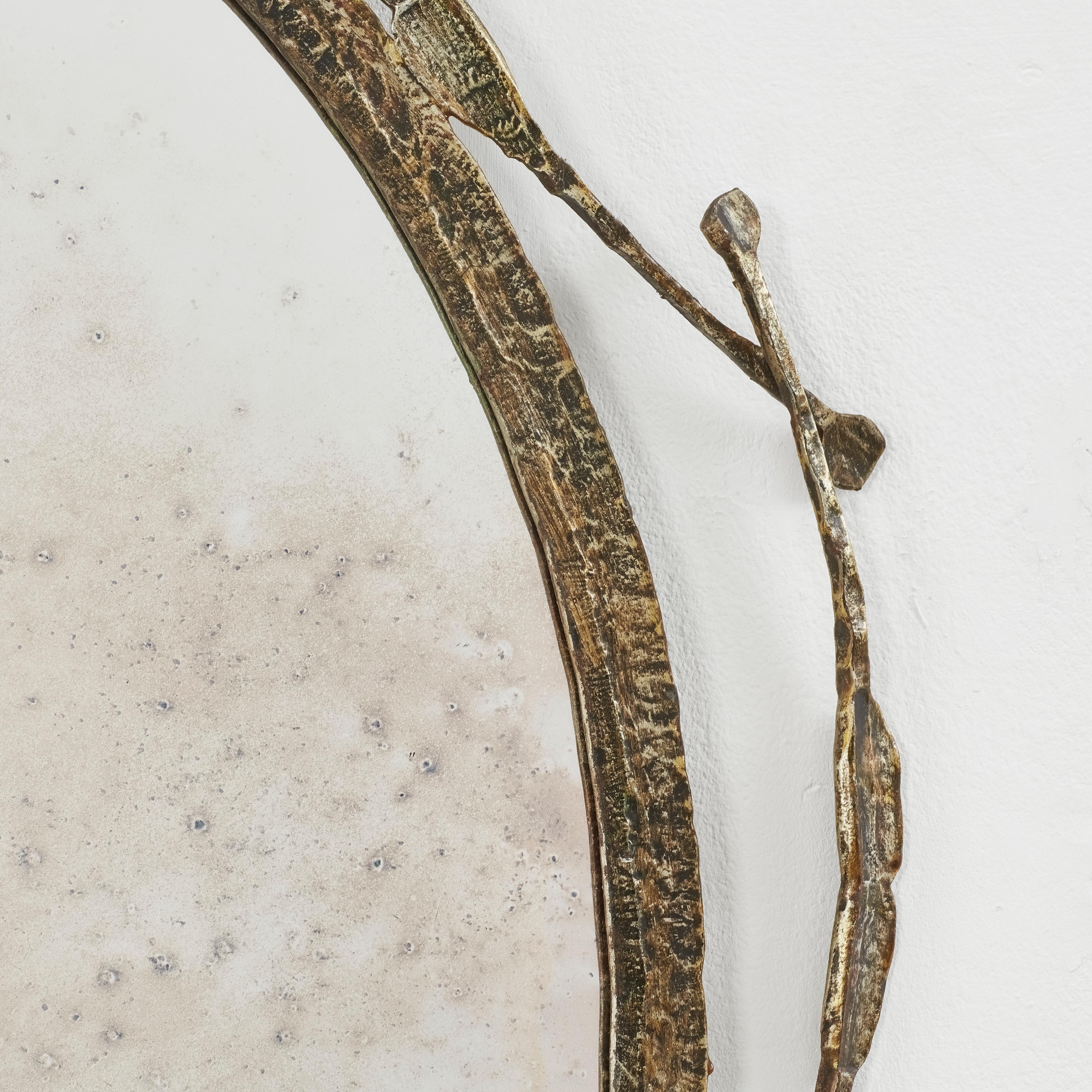 Late 20th Century Salvino Marsura Forged mirror V from Treviso Italy, 1990s For Sale