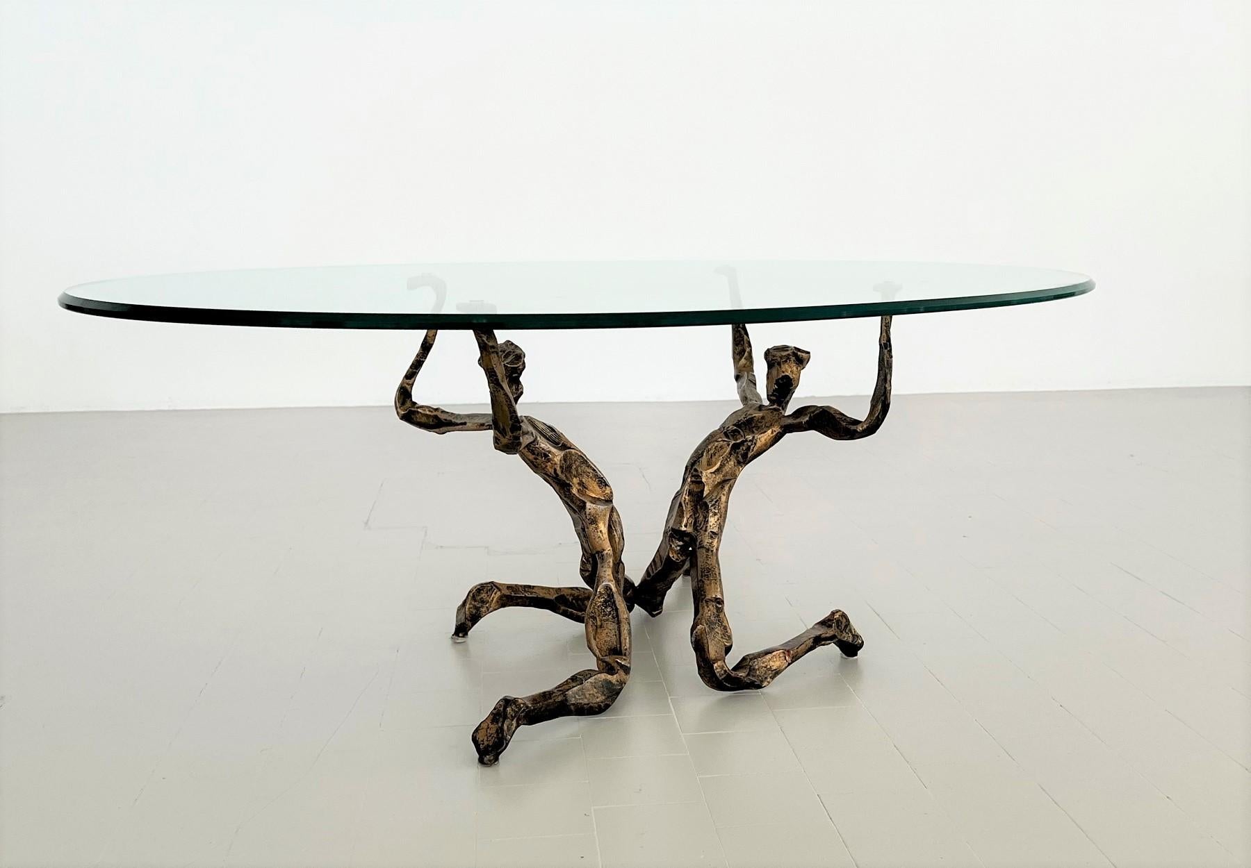 Table basse brutaliste en bronze Salvino Marsura, 1960 en vente 4