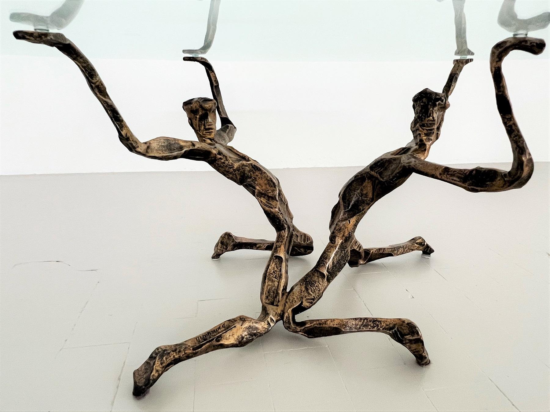 Bronze Table basse brutaliste en bronze Salvino Marsura, 1960 en vente