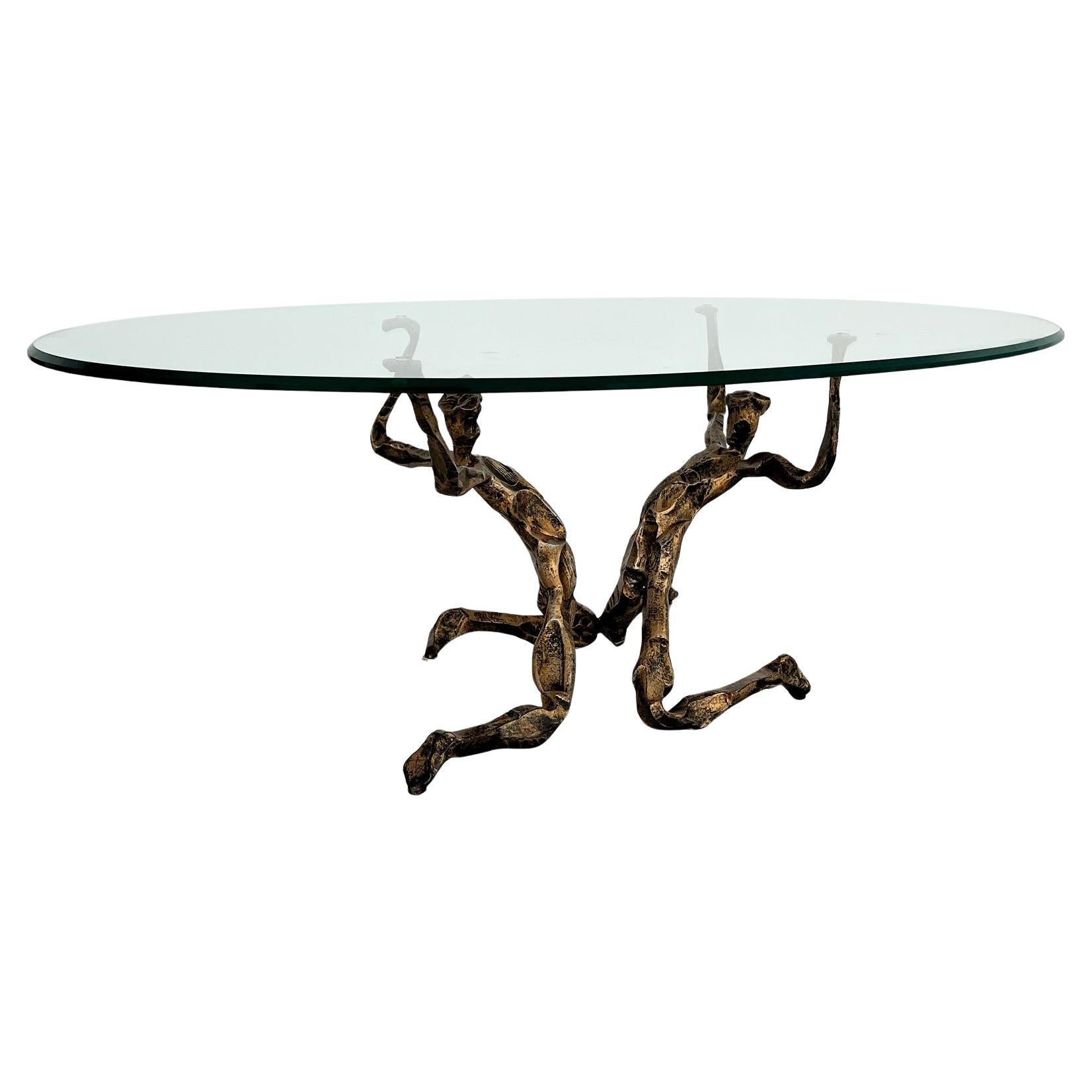 Table basse brutaliste en bronze Salvino Marsura, 1960