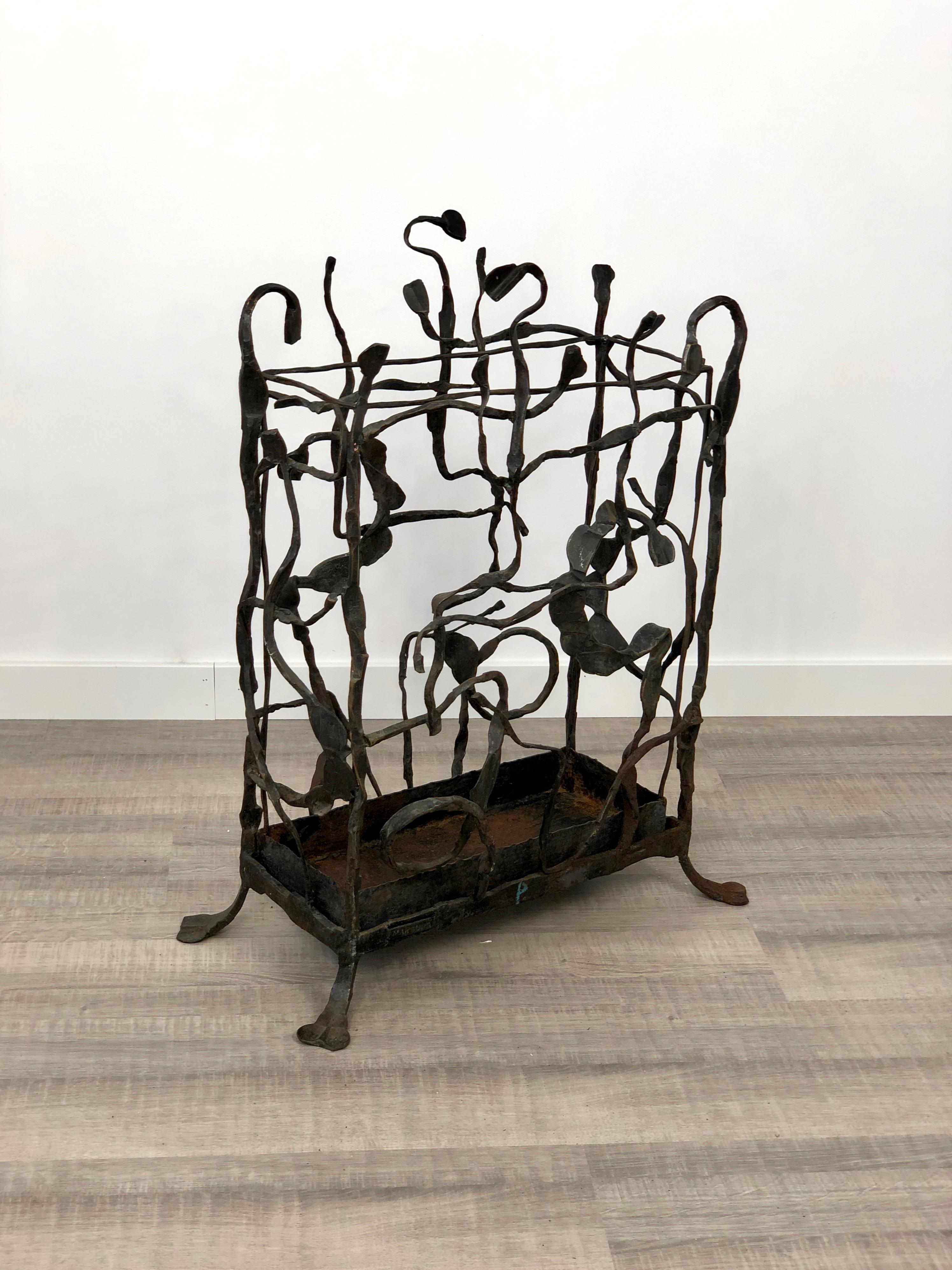 Salvino Marsura Umbrella Stand Racket Brutalist Sculpture in Iron, Italy, 1960s 6