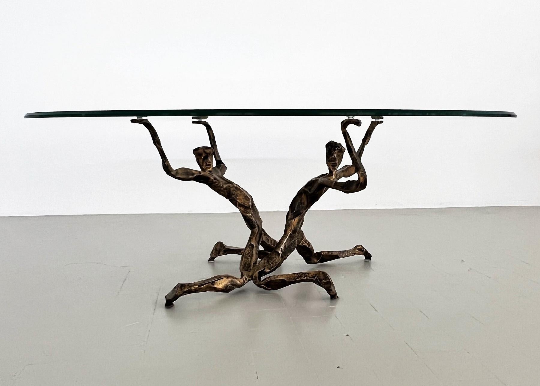 Italian Salvino Marsura Vintage Bronze Handcrafted Trinidad Brutalist Coffee Table, 1960 For Sale