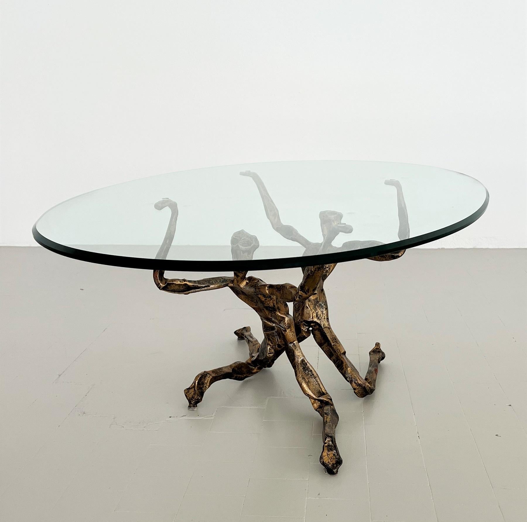 Hand-Crafted Salvino Marsura Vintage Bronze Handcrafted Trinidad Brutalist Coffee Table, 1960 For Sale