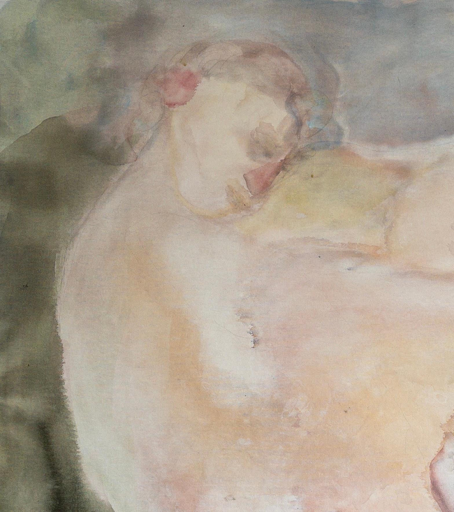 Peinture figurative abstraite dans des tons pastel doux par Salvita De Corte en vente 1