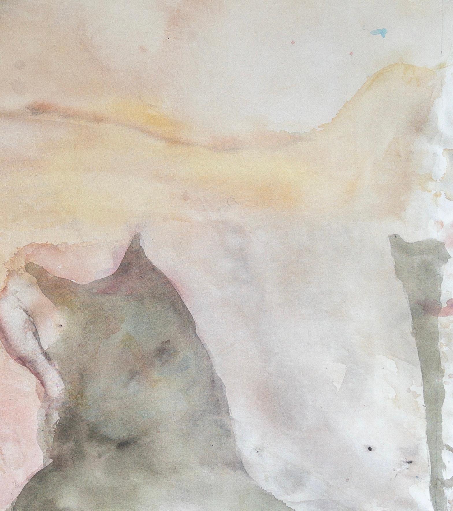 Peinture figurative abstraite dans des tons pastel doux par Salvita De Corte en vente 2