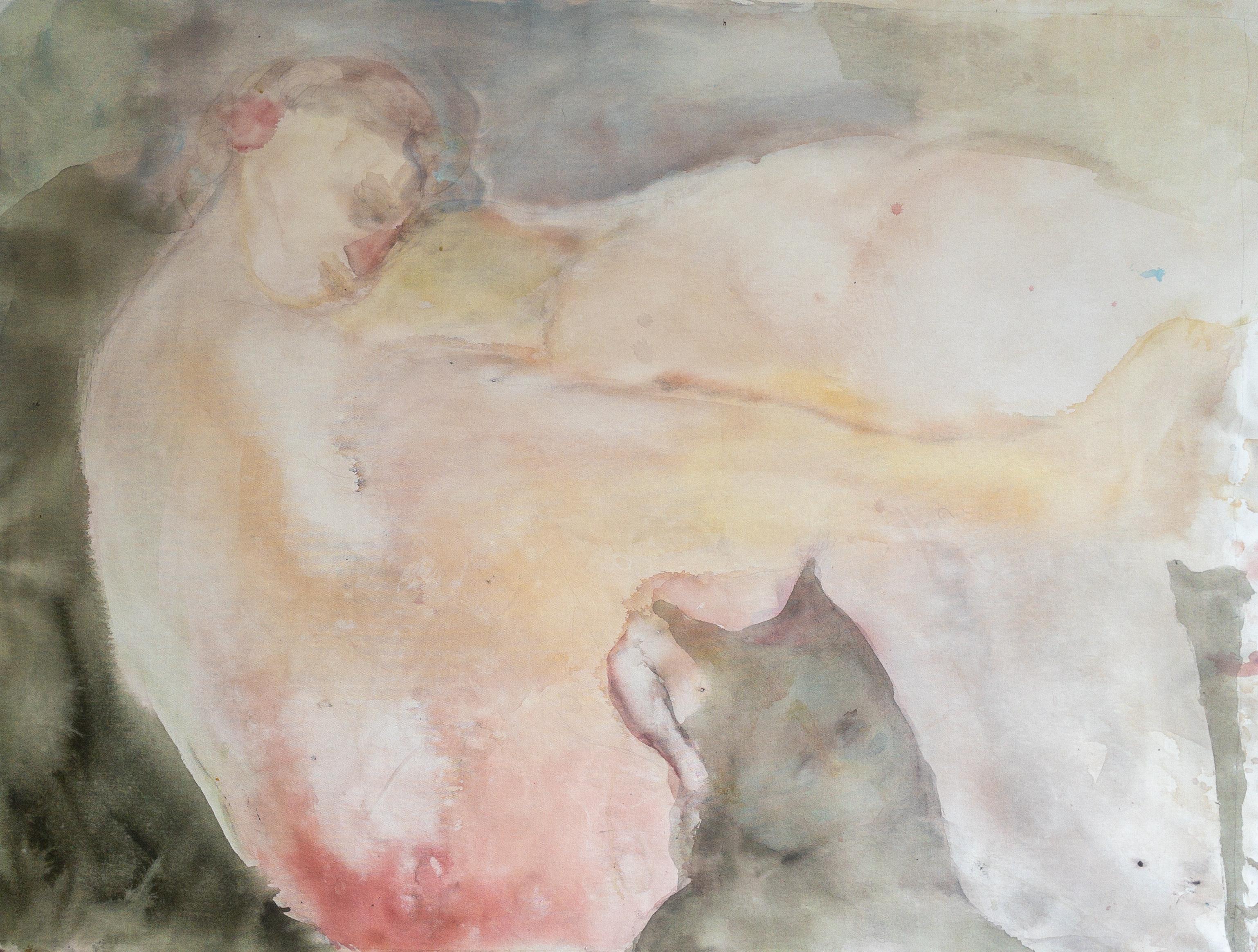 Peinture figurative abstraite dans des tons pastel doux par Salvita De Corte en vente 3