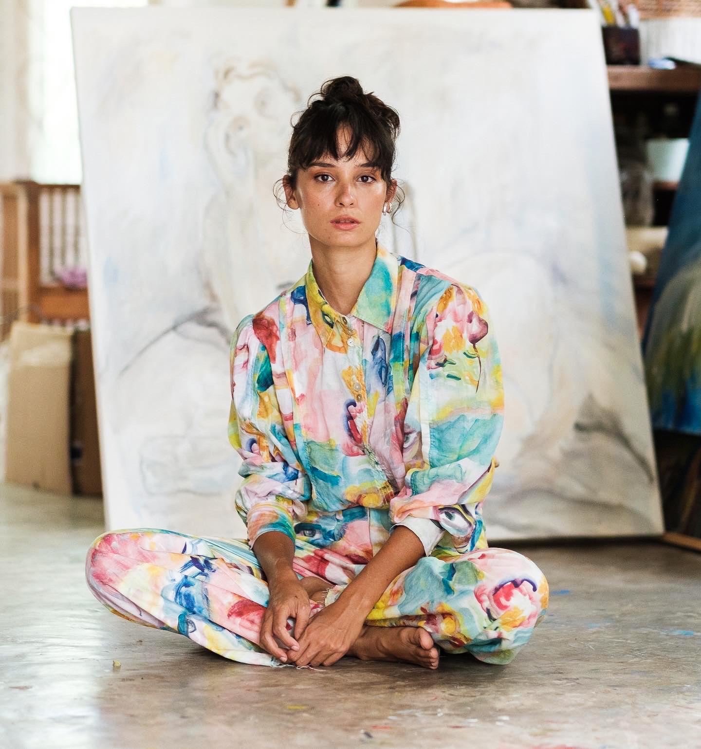 Peinture figurative abstraite dans des tons pastel doux par Salvita De Corte en vente 5