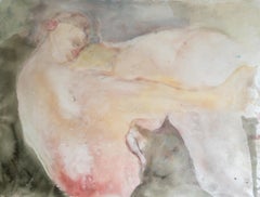 Peinture figurative abstraite dans des tons pastel doux par Salvita De Corte