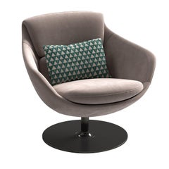 Fauteuil en cuir beige Sam