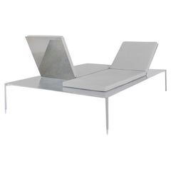 Sam Chermayeff Contemporary Steel Grey Upholstery Outdoor Garden Double Chaise
