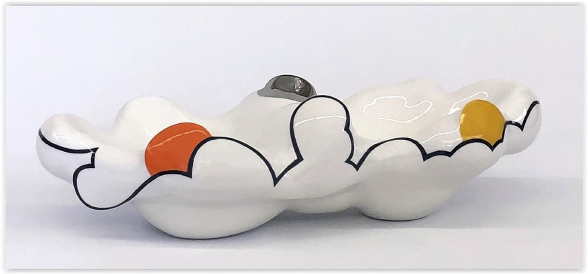 Cloud Bowl - Platinum/Orange/Yellow - Sculpture by Sam Chung