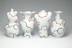 "Cloudscape Quadriptych", Contemporary, Porcelain Vases, Ceramic, China Paint