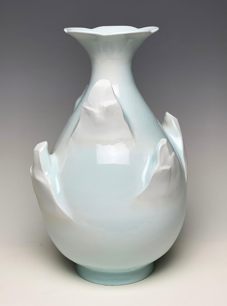 Sam Chung Abstract Sculpture - "Flowering Mountain Hanayama Bottle", Contemporary, Porcelain, Sculpture, Glaze