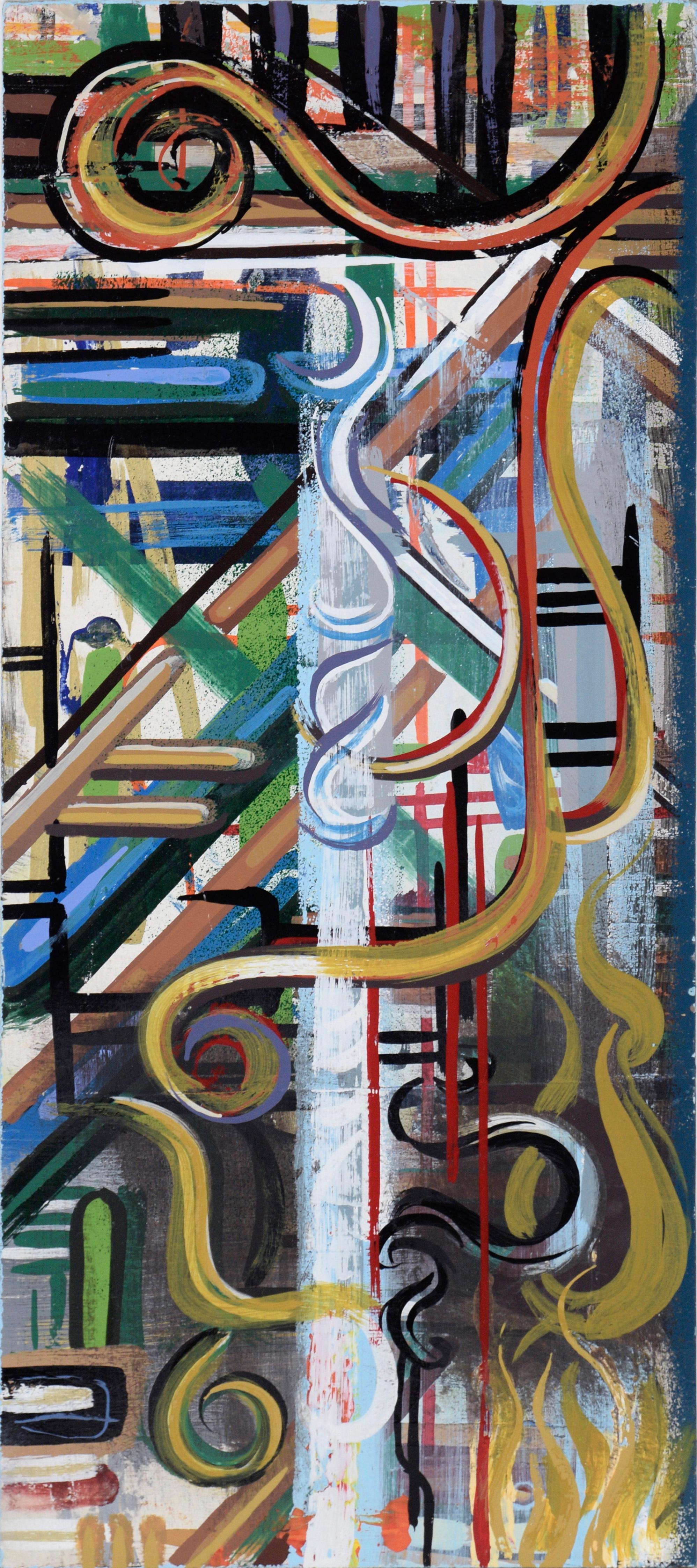 Abstract Painting Sam Dantone - « Ab-scrap » - Composition géométrique abstraite en acrylique sur panneau de bois
