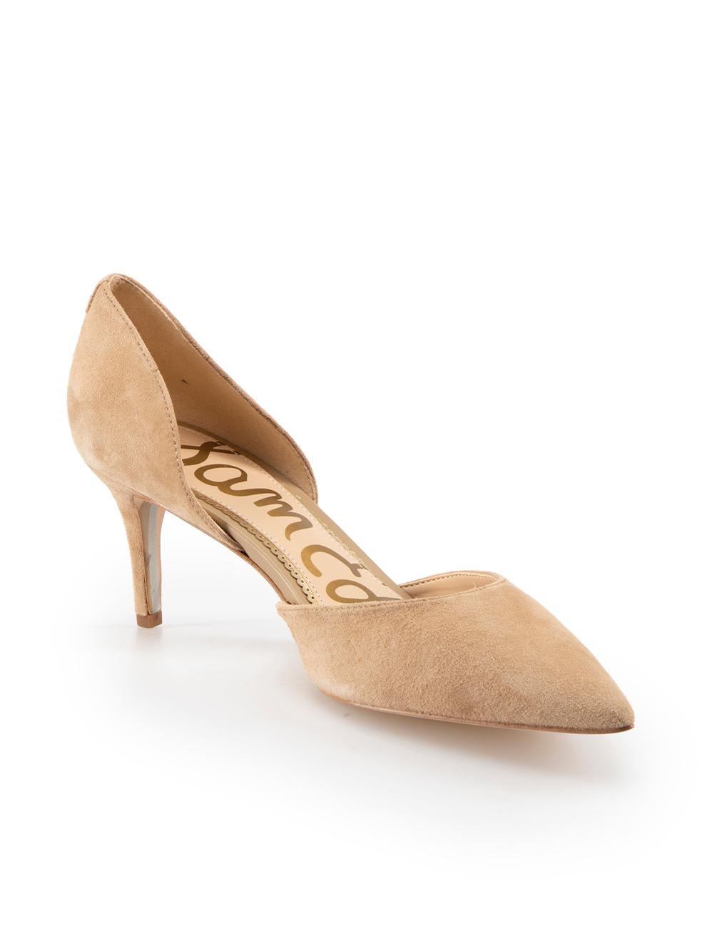 CONDITION is Never worn. No visible wear to heels is evident on this new Sam Edelman designer resale item. Comes in original box.

Details
Beige
Suede
Heels
Point toe
Slip on
Mid heel

Made in China

Composition
EXTERIOR: Suede
INTERIOR: