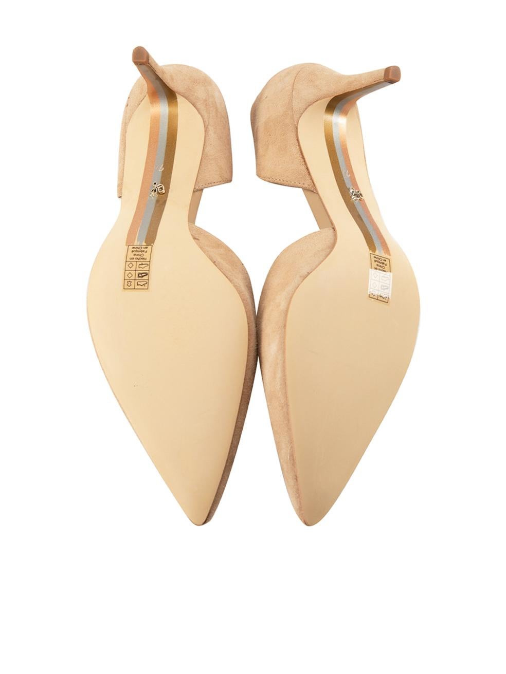 Women's Sam Edelman Beige Suede Pointed-Toe Heels Size US 7.5 For Sale