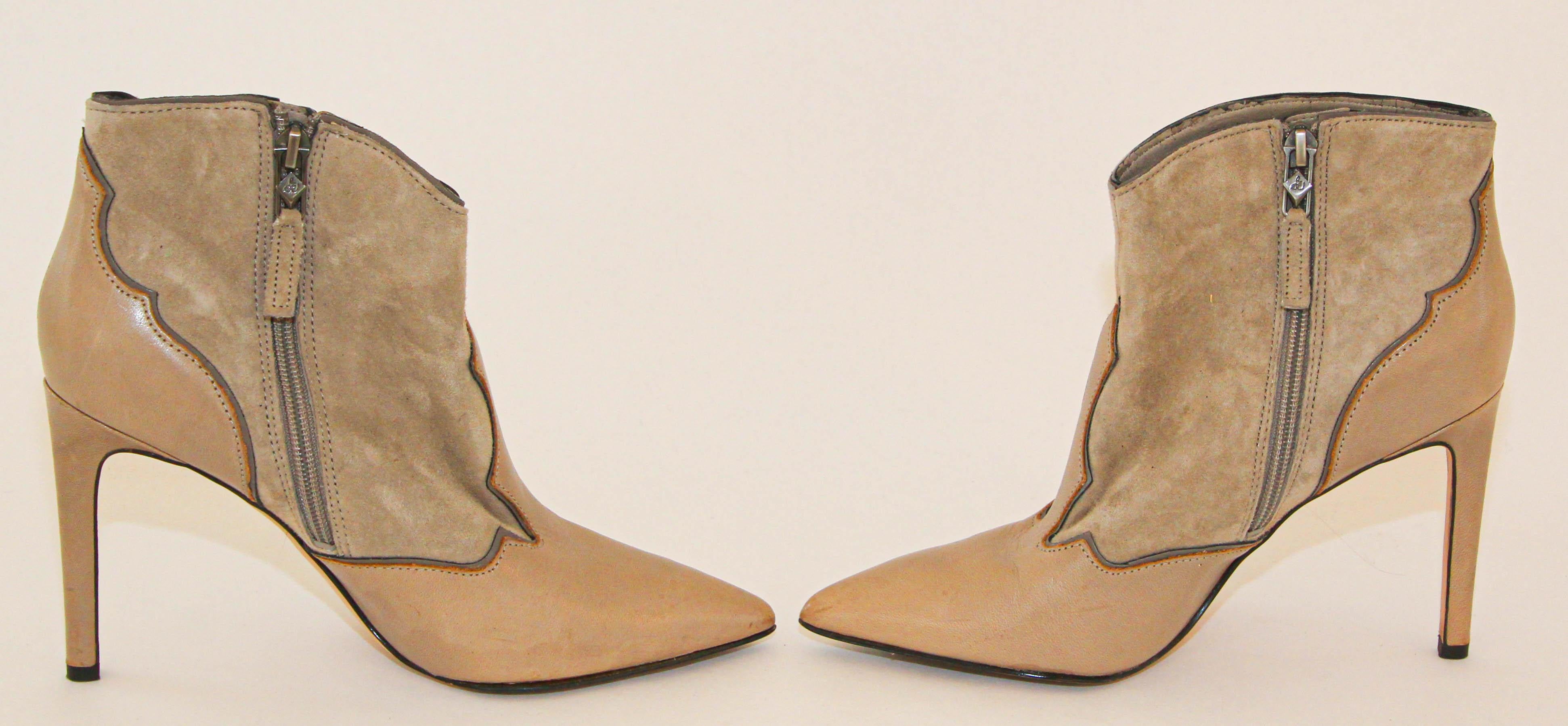 Sam Edelman High Heels Tan Leather Women Ankle Booties Stiletto Size 7 For Sale 2