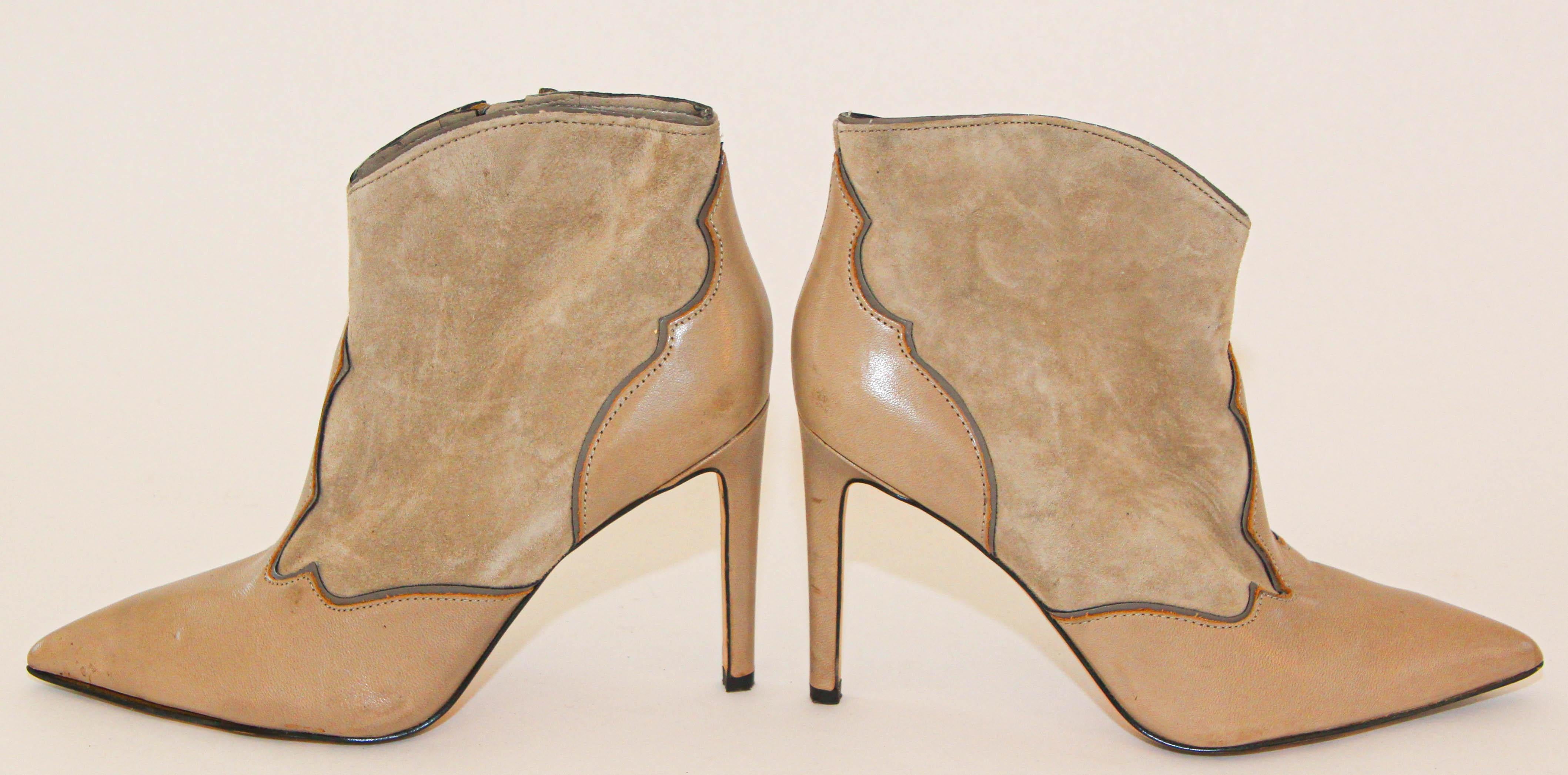 Sam Edelman High Heels Tan Leather Women Ankle Booties Stiletto Size 7 For Sale 3