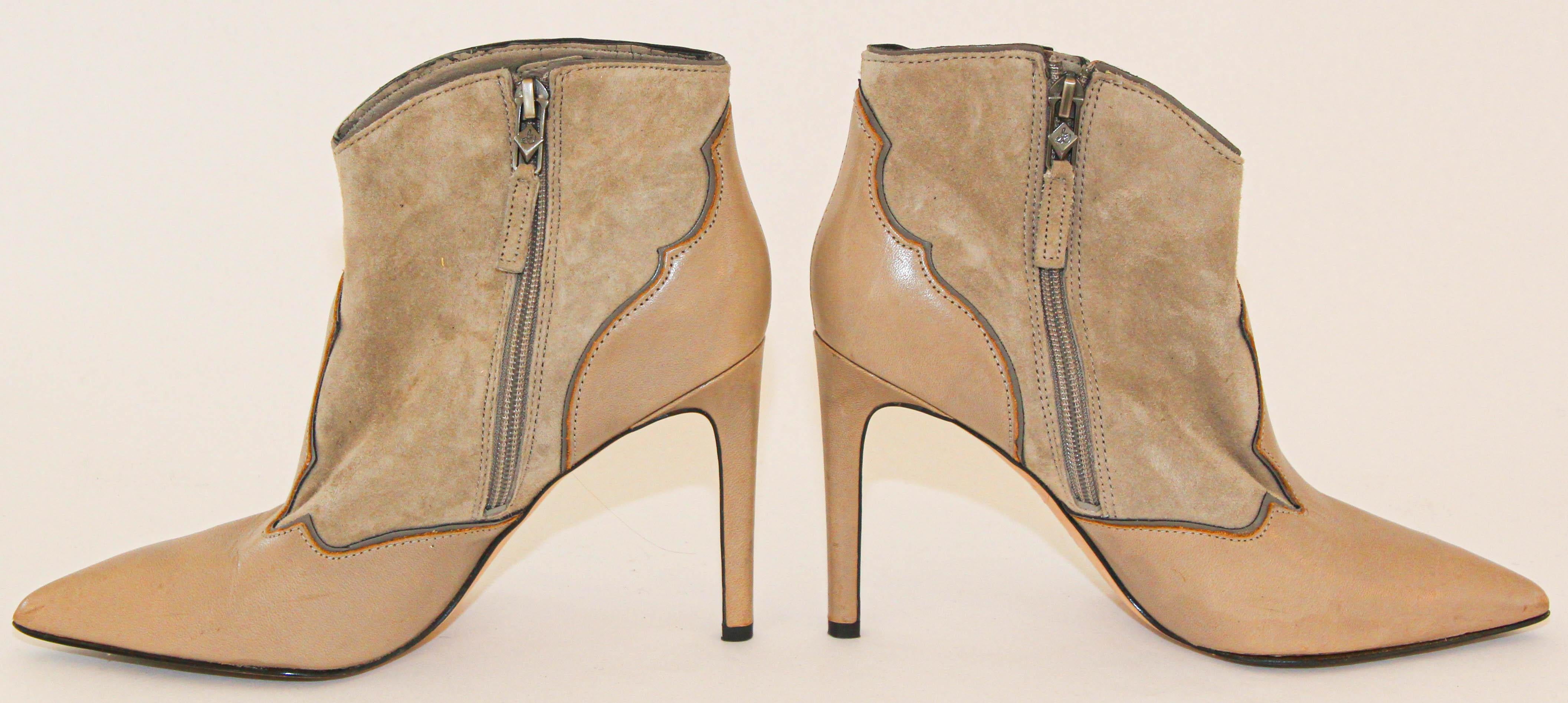Sam Edelman High Heels Tan Leather Women Ankle Booties Stiletto Size 7 For Sale 7