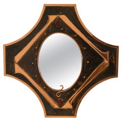 Sam Fanaroff Sussex Guild Copper Stylized Mirror Inset With Stone Cabochons