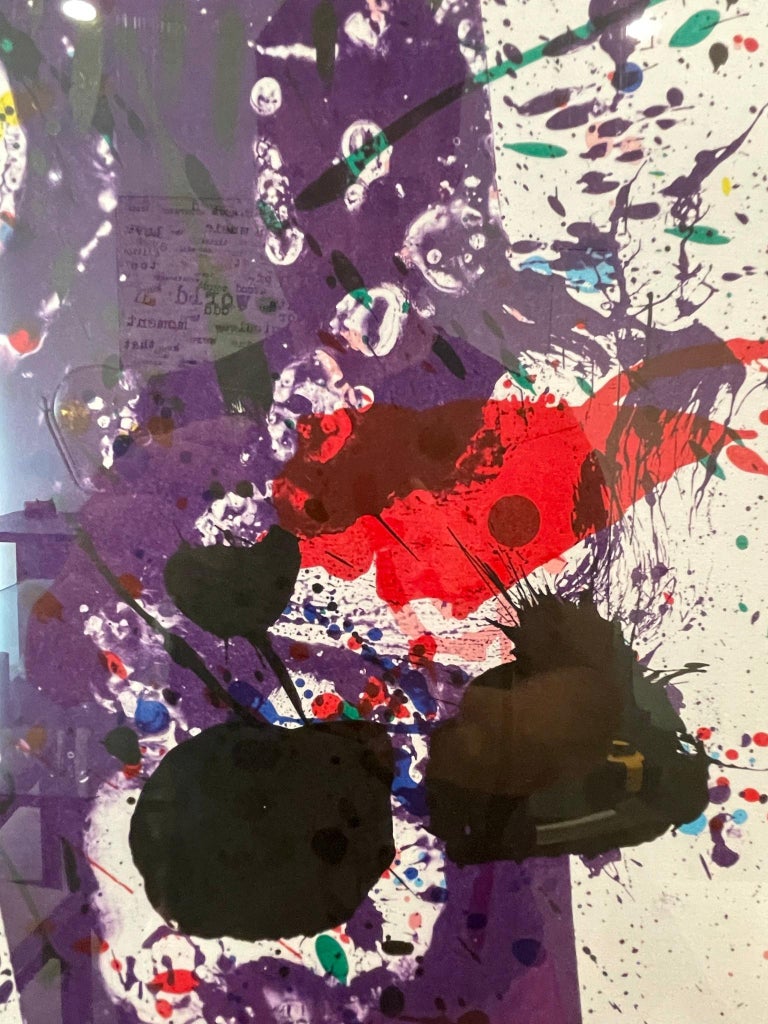 Paper Sam Francis Large Color Lithograph SF 272 Hand Signed Modern Abstract Framed Art For Sale