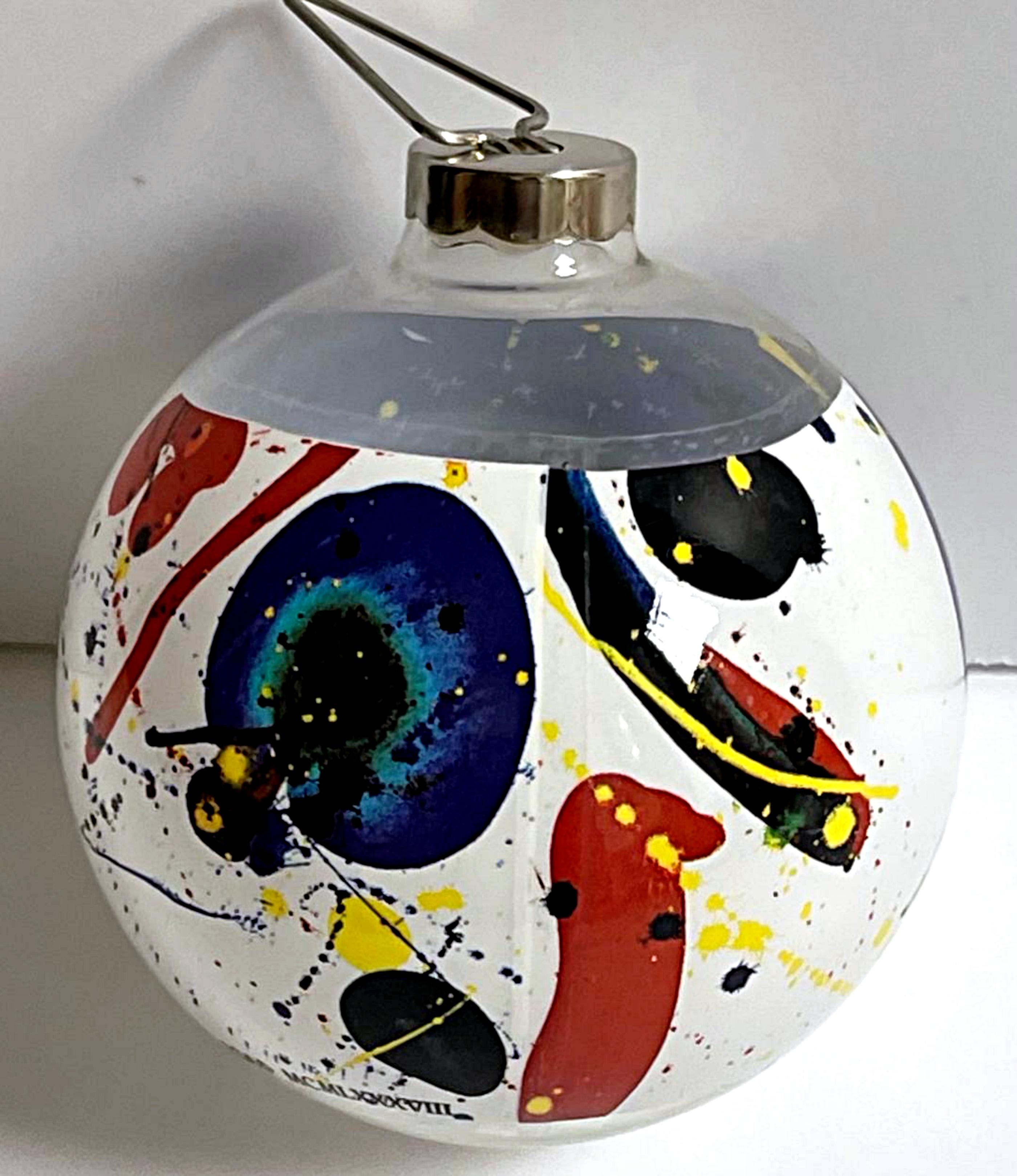 Hand blown glass Abstract Expressionist Christmas Tree decoration in box w/flyer - Art by Sam Francis