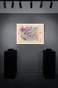 Œuvre d'art mixte sans titre, expressionniste abstrait, 1981, encadrée