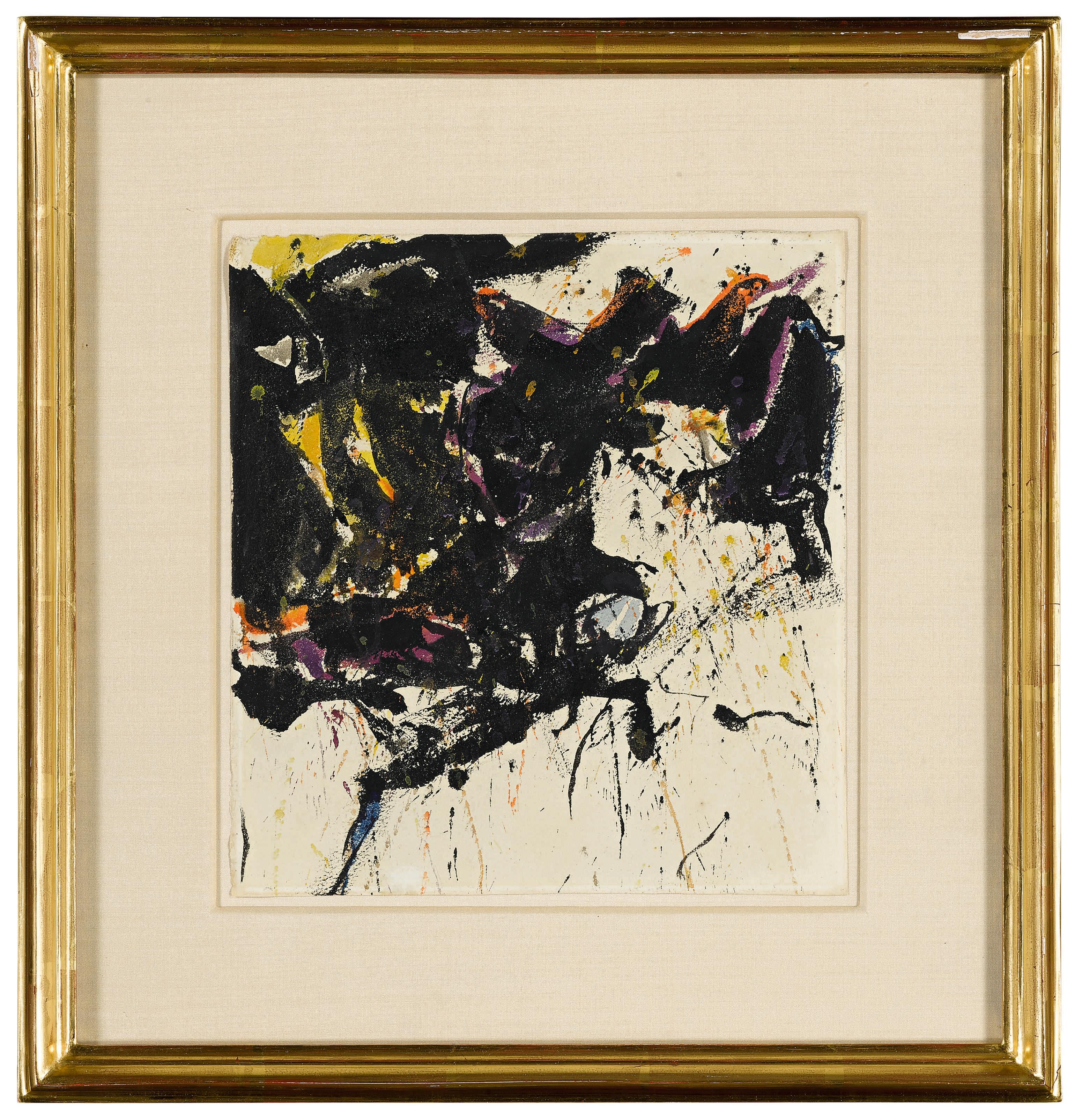 El cuadrado amarillo y negro (1959), [SF58-133], Pintura abstracta de Sam Francis en venta 1