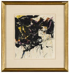 The Yellow and Black Square (1959), [SF58-133], Abstraktes Gemälde von Sam Francis