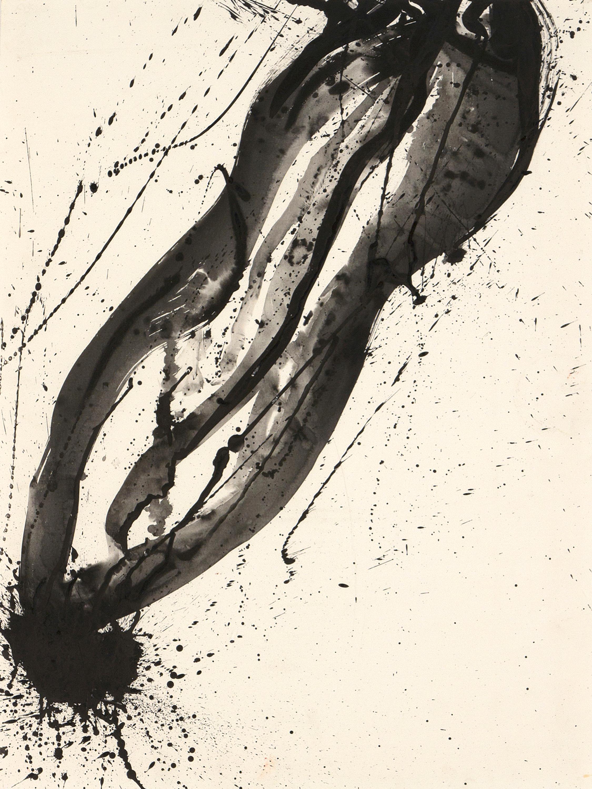 Sam Francis Abstract Painting - Untitled (Black and White Composition)