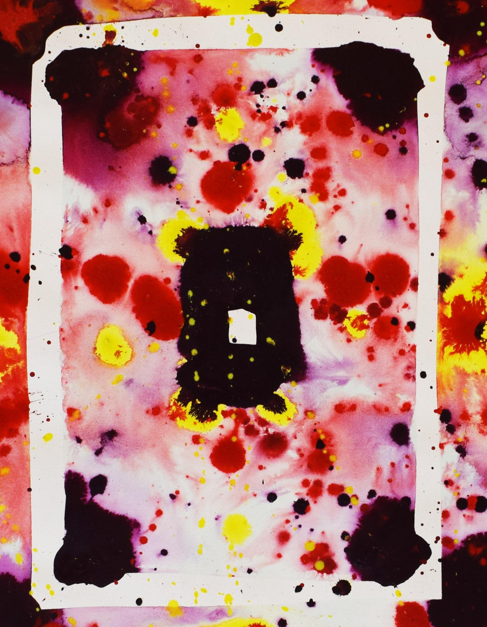 Untitled SF75-040 [Mandala] - American Abstract Art 1975 Mandala - Beige Abstract Painting by Sam Francis