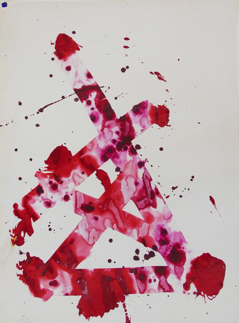 Abstract Painting di Sam Francis - Senza titolo SF78-94, 1978 (acrilico rosso)