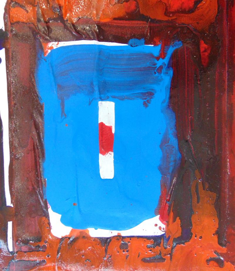 Sans titre SF79-011 (Collage acrylique) - Art abstrait américain 1986 - Rouge Abstract Painting par Sam Francis