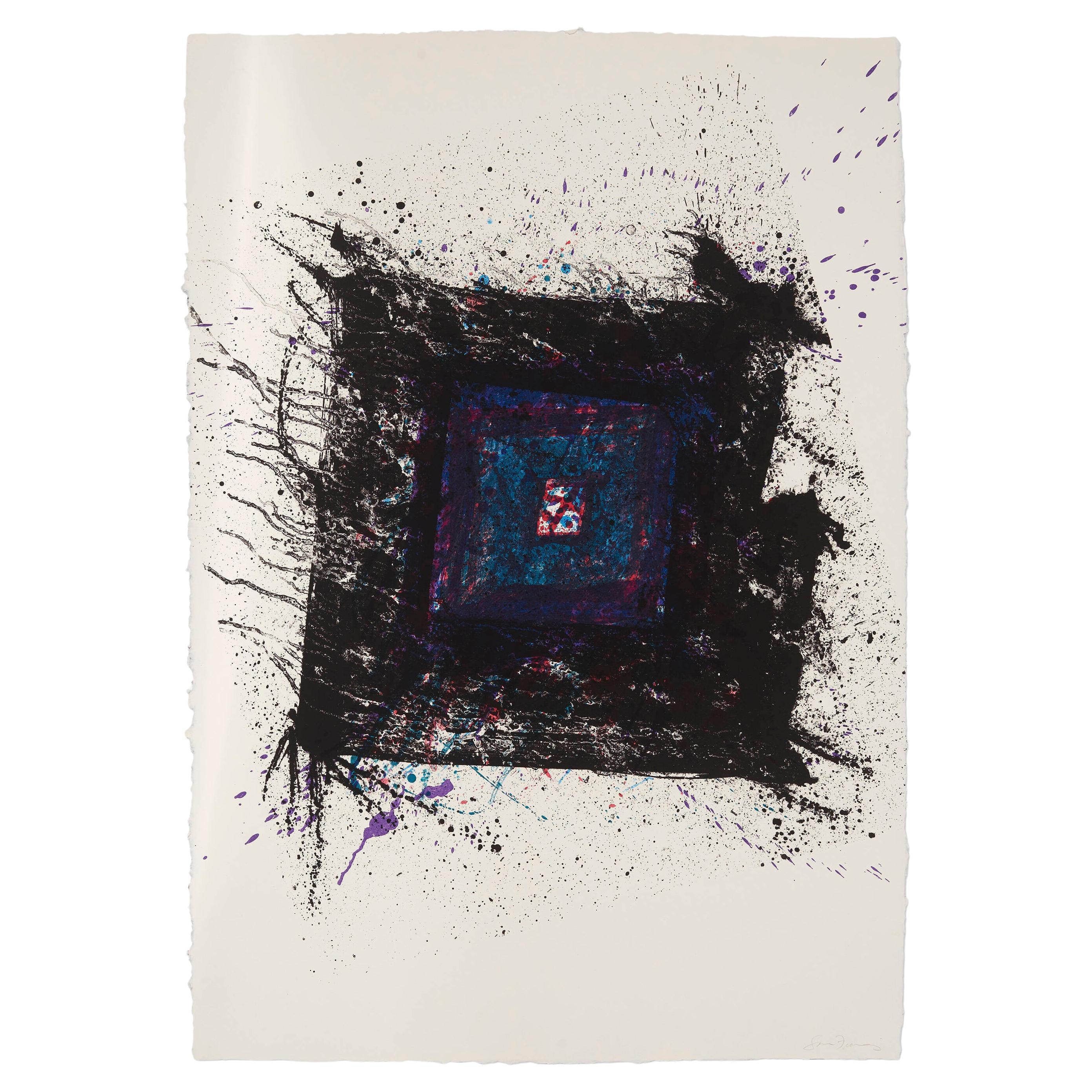 Sam Francis (1923-1994) Paradise of Ash (SF-276) (eine Tafel), 1981.
Farblithografie auf handgeschöpftem, cremefarbenem Papier von HMP Koller mit den Maßen 46¼ h × 32¼ b (117 × 82 cm). Eichenholzrahmen 36
