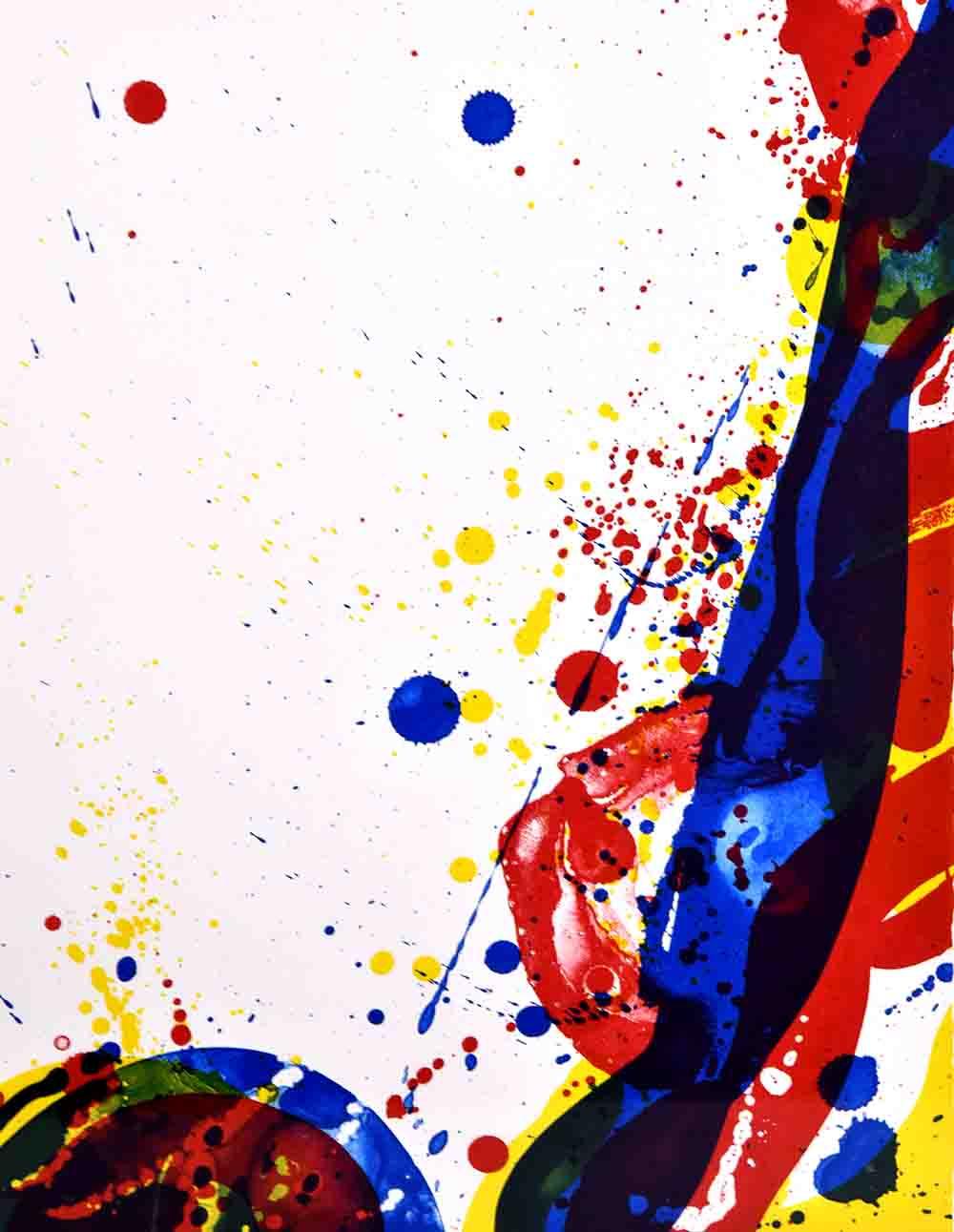 Sam Francis A Sail, 1969 is an exciting expression of color and movement formatted in a landscape orientation. Emblematic of two of the artist’s most recognized approaches, A Sail, 1969 showcases his more painterly, quick and loose application. 